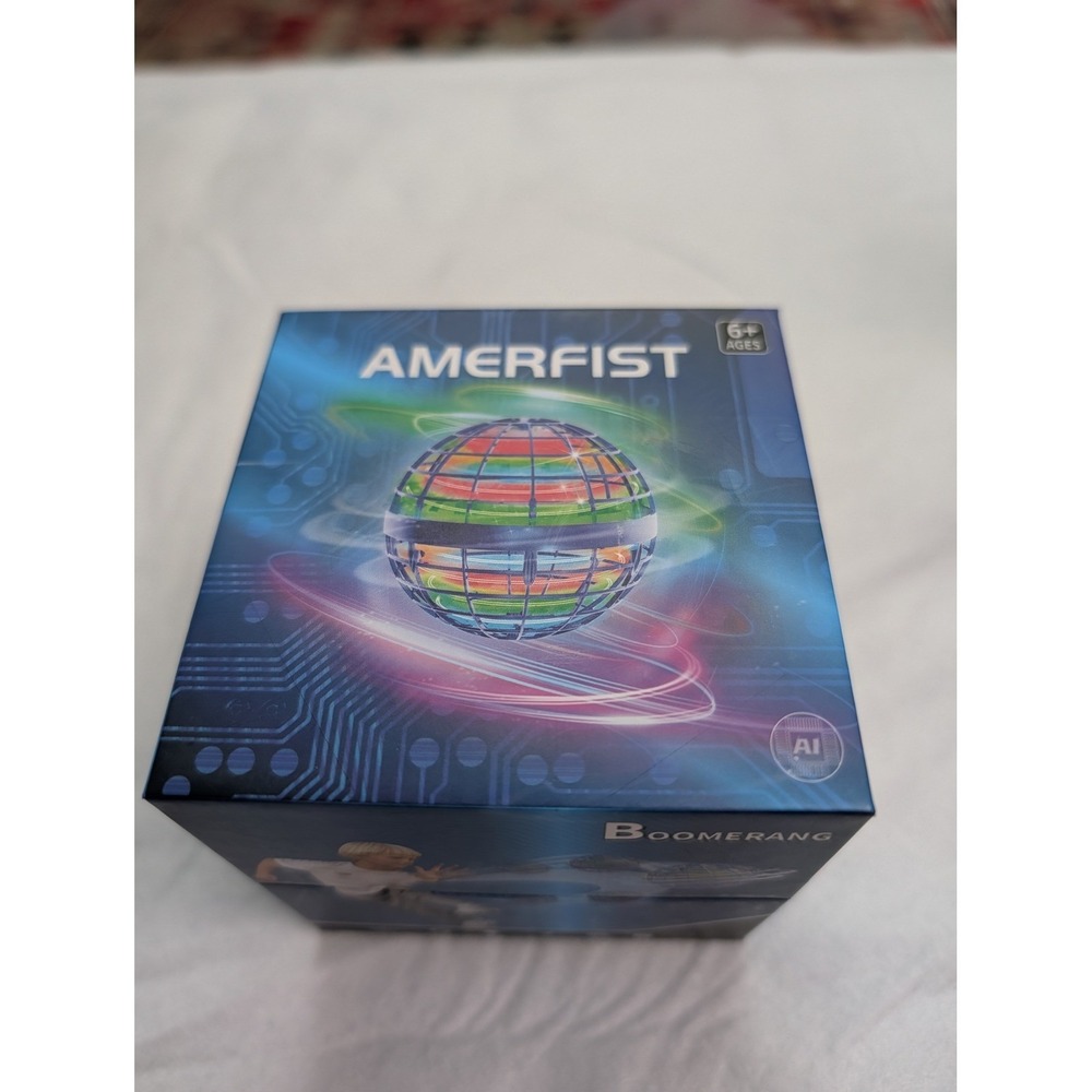 Amerfist Flying Boomerang Ball Toy Rechargeable LED Hover Orb Black 2023 Edition
